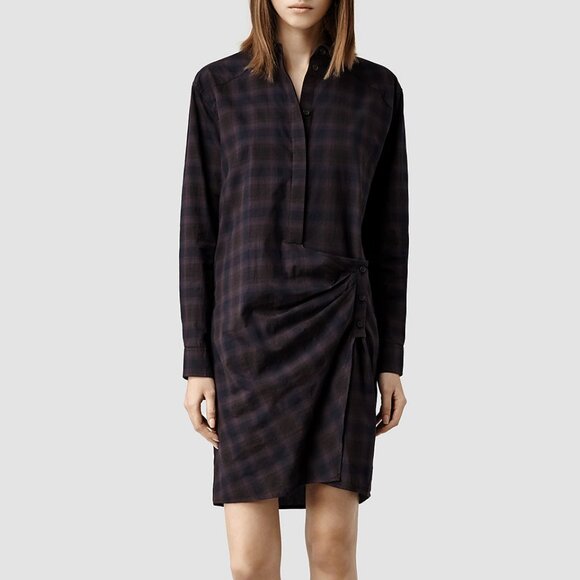 AllSaints Irma Plaid Shirt Dress ASO Spencer Hastings - Picture 3 of 12
